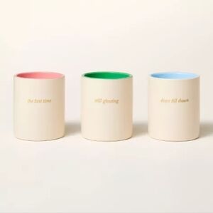 Kate Spade Ceramic Jar Candle Gift Set Cream/Green/Pink/Blue 3 Candles